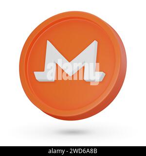 3D-Münze. Kryptowährungssymbol Monero XMR. Symbol 3D-Vektor. Abbildung isoliert auf weißem Hintergrund. Stock Vektor