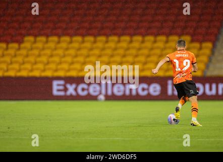 Brisbane, Australien. Januar 2024. Die australische A League hat in der Saison 23/24 nur wenige Zuschauerzahlen. Stockfoto