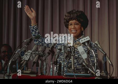 ERSCHEINUNGSDATUM: 22. März 2024. TITEL: Shirley. STUDIO: Netflix. DIREKTOR: John Ridley. HANDLUNG: Biographiefilm über Shirley Chisholm, Amerikas erste schwarze Kongressfrau. REGINA KING als Shirley Chisholm. (Credit Image: © Netflix/Entertainment Pictures/ZUMAPRESS.com) NUR REDAKTIONELLE VERWENDUNG! Nicht für kommerzielle ZWECKE! Stockfoto