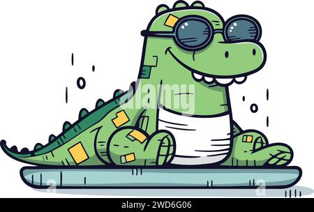 Krokodil mit Sonnenbrille. Vektorillustration im Cartoon-Stil. Stock Vektor