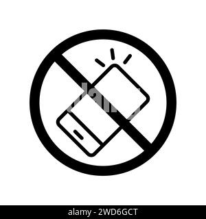 Vektorsymbol für schwarze Linie es ist verboten, den Ton auf dem Telefon auf weißem Hintergrund zu aktivieren Stock Vektor