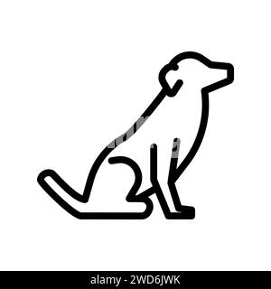 Vektorsymbol mit schwarzer Linie Hund auf weißem Hintergrund isoliert Stock Vektor