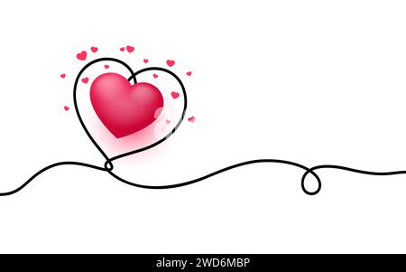 Herzlinie Kunst, Postkarte Happy Valentines Day, 14. Februar. Vektor Stock Vektor