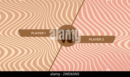 Im Vergleich zur Retro-Vorlage mit Schriftzeichen. Vs. Battle Cover mit Emblem und leerem Banner für die Namen der Teilnehmer. Vektorabbildung zwei Zonen Stock Vektor