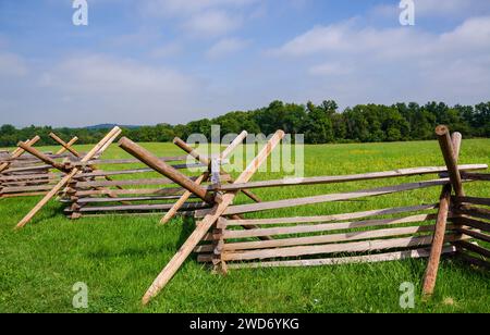 Ein Battlefield Fence im Gettysburg National Military Park, American Civil war Battlefield in Gettysburg, Pennsylvania Stockfoto