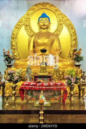 Buddha Golden Idol, Shanti Buddhist Stupa, Leh, Ladakh, Kaschmir, Indien, Asien Stockfoto