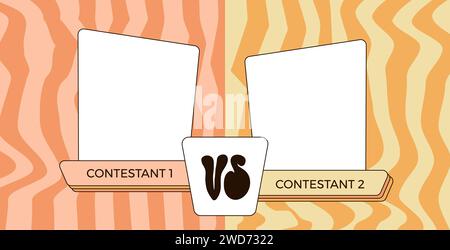 Im Vergleich zur Retro-Vorlage. Vs. Grooviges Poster. Kampfcover mit Emblem und leerem Banner für die Namen der Teilnehmer. Vektorabbildung mit Kopierraum. Stock Vektor