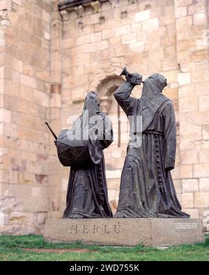 MONUMENTO AL MERLU O A LA COFRADIA DE JESUS DE NAZARERO -1996 - BRONCE PATINADO. Autor: ANTONIO PEDRERO yEBOLES (1939-). Lage: AUSSEN. Zamora. SPANIEN. Stockfoto