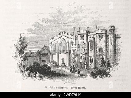 ST. JOHN'S HOSPITAL AUS HOLLAR ST. john's; Krankenhaus; Architektur; historisch; Gebäude - Bild genommen aus 'The Popular History of England: An Illustrated History of Society and Government from the early period to OwnTimes by Charles KNIGHT - London. Bradbury und Evans. 1856-1862 Stockfoto