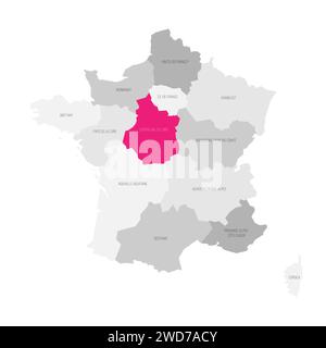 Centre-Val de Loire - Karte der Verwaltungseinheit, Region, rosa hervorgehoben auf der Karte von Frankreich Stock Vektor