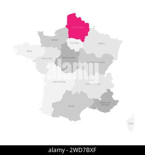 Hauts-de-France - Karte der Verwaltungseinheit, Region, rosa hervorgehoben auf der Karte von Frankreich Stock Vektor