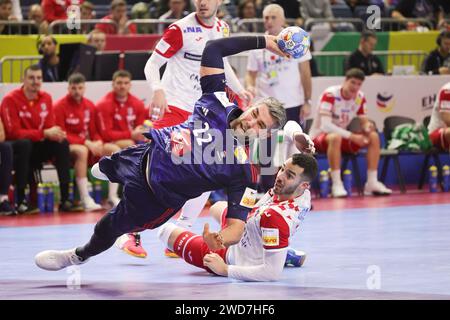 Luka Karabatic aus Frankreich während des EHF Euro 2024, Main Round, Handballspiels zwischen Frankreich und Kroatien am 18. Januar 2024 in der Lanxess-Arena in Köln Stockfoto