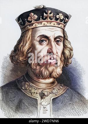 Heinrich III (1207–72), König von England ab 1216, Sohn von König Johann, Mitglied der Dynastie der Anjou, Historisch, digital restaurierte Reproduktion von einer Vorlage aus dem 19. Jahrhundert, Datum nicht angegeben Stockfoto