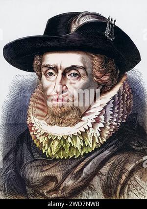 Jakob VI Von Schottland ab 1567 und Jakob I. von England und Irland ab 1603 (1566-1625), Sohn von Maria, Königin der Schotten, war der erste Stuart-Monarch des Vereinigten Königreichs, Historisch, digital restaurierte Reproduktion von einer Vorlage aus dem 19. Jahrhundert, Datum nicht angegeben Stockfoto