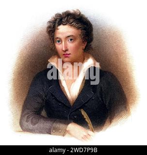 Percy Bysshe Shelley (1792–1822) englischer Dichter, geboren in der Nähe von Horsham, Sussex, Historisch, digital restaurierte Reproduktion von einer Vorlage aus dem 19. Jahrhundert, Datum nicht angegeben Stockfoto