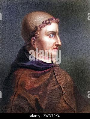 Francisco, Kardinal Jimenez (Ximenes) de Cisneros (1436-1517) Spanischer römisch-katholischer Staatsmann, Regent von Spanien und Großinquisitor, finanzierte die Herstellung der ersten mehrsprachigen Bibel, Historisch, digital restaurierte Reproduktion von einer Vorlage aus dem 19. Jahrhundert, Datum nicht angegeben Stockfoto