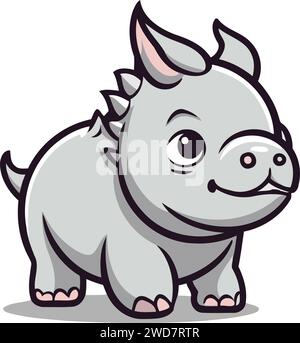 Niedliche Nashorn-Charakter-Cartoon-Vektor-Illustration. Lustige Nashorn-Ikone. Stock Vektor