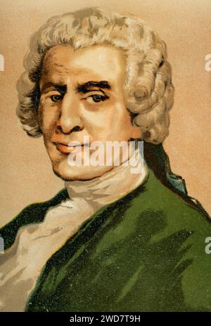 Friedrich Gottlieb Klopstock (1724-1803). Deutscher Dichter. Hochformat. Chromolithographie. "Historia Universal", von César Cantú. Band IX, 1881. Stockfoto