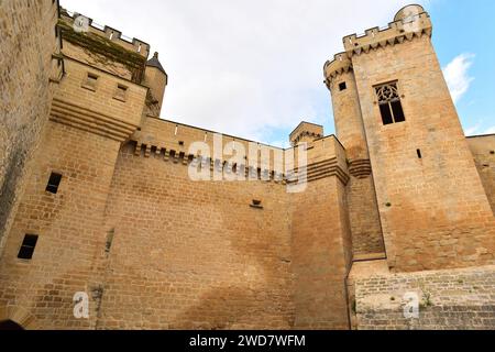 Olite oder Erriberri, Palacio de los Reyes de Navarra. Navarra, Spanien. Stockfoto