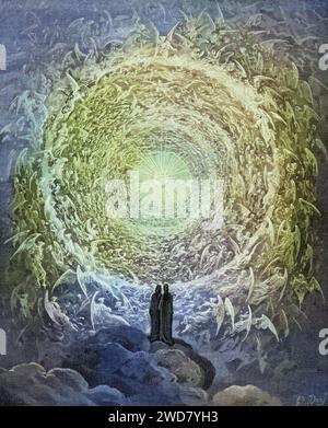 Illustration für Paradiso, die Göttliche Komödie von Dante Alighieri von Gustave Dore 1832-1883, französischer Künstler, Inferno, Hölle, Paradies, Engel, Verdammnis, Historisch, digital restaurierte Reproduktion von einer Vorlage aus dem 19. Jahrhundert, Datum nicht angegeben Stockfoto