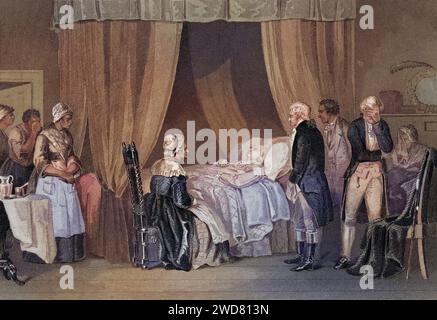 Tod von Washington Dezember 1799. George Washington, 1732–1799, erster Präsident der Vereinigten Staaten, nach einem Druck aus dem 19. Jahrhundert von J Rogers nach Chapin, Historisch, digital restaurierte Reproduktion von einer Vorlage aus dem 19. Jahrhundert, Datum nicht angegeben Stockfoto