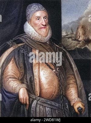 Charles Howard, 1. Graf von Nottingham, alias 2. Baron Howard von Effingham, 1536-1624. Englischer Lord High Admiral. Aus dem Buch Lodge's British Portraits erschienen in London 1823.l, Historisch, digital restaurierte Reproduktion von einer Vorlage aus dem 19. Jahrhundert, Datum nicht angegeben Stockfoto