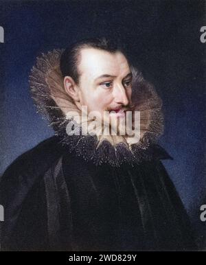 Edmund Spenser (ca. 1552/3-1599). englischer Dichter. Aus dem Buch Gallery of Portraits, 1833., Historisch, digital restaurierte Reproduktion von einer Vorlage aus dem 19. Jahrhundert, Datum nicht angegeben Stockfoto