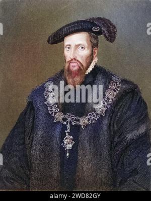 Edward Seymour 1. Herzog von Somerset, Baron Seymour von Hache, auch bekannt als der Beschützer, ca. 1500/6-1552. Protektor von England während der Minderjährigkeit von Edward VI Aus dem Buch Lodge's British Portraits erschienen in London 1823., Historisch, digital restaurierte Reproduktion von einer Vorlage aus dem 19. Jahrhundert, Datum nicht angegeben Stockfoto