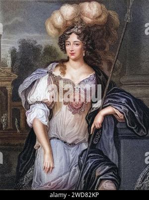 Frances Teresa Stuart Herzogin von Richmond und Lennox, Beiname La Belle Stuart, auch Stewart geschrieben, 1647-1702. Eine beliebte Mätresse von Charles II., aus dem Buch Lodge's British Portraits erschienen in London 1823., Historisch, digital restaurierte Reproduktion von einer Vorlage aus dem 19. Jahrhundert, Datum nicht angegeben Stockfoto