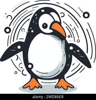 Niedliche Pinguin-Zeichentrick-Illustration. Vektorillustration eines Pinguins. Stock Vektor