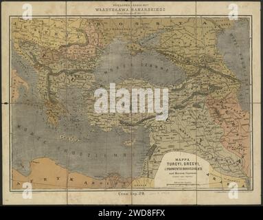 Karte des Türkischen Reiches, Griechenlands und des Kaukasus aus dem 19. Jahrhundert. Stockfoto