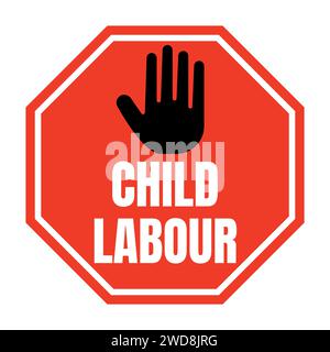 Symbol „Kinderarbeit stoppen“ Stockfoto
