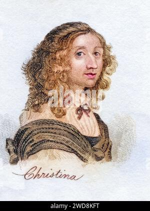 Christina von Schweden 1626-1689 Maria Christina Alexandra Gräfin Dohna aus dem Buch Crabbs Historical Dictionary von 1825, Historisch, digital restaurierte Reproduktion von einer Vorlage aus dem 19. Jahrhundert, Datum nicht angegeben Stockfoto