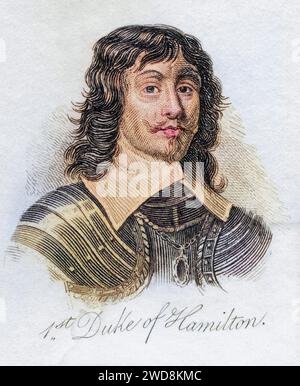 James Hamilton 1. Duke of Hamilton 1606 1649 Schottischer Adliger und BürgerkriegsGeneral aus dem Buch Crabbs Historical Dictionary von 1825, Historisch, digital restaurierte Reproduktion von einer Vorlage aus dem 19. Jahrhundert, Datum nicht angegeben Stockfoto