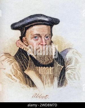 George Abbot 1562-1633 Erzbischof von Canterbury aus dem Buch Crabbs Historical Dictionary aus 1825, Historisch, digital restaurierte Reproduktion von einer Vorlage aus dem 19. Jahrhundert, Datum nicht angegeben Stockfoto