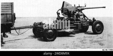 40 mm M1 Automatic Gun Anti-Aircraft, auf M2(A1) Wagen aus TM9-252 Abb. 003. Stockfoto