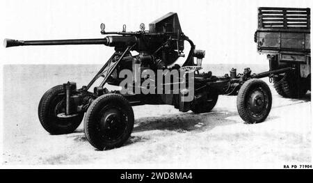 40 mm M1 Automatic Gun Anti-Aircraft, auf M2(A1) Wagen aus TM9-252 Abb. 004. Stockfoto