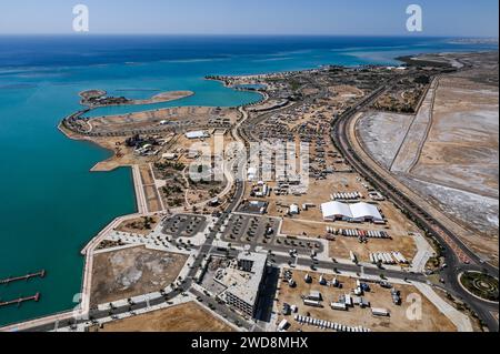 Yanbu, Arabie Saoudite. Januar 2024. Das Biwak während der 12. Etappe der Dakar 2024 am 19. Januar 2024 in Yanbu, Saudi-Arabien - Foto Eric Vargiolu/DPPI Credit: DPPI Media/Alamy Live News Stockfoto