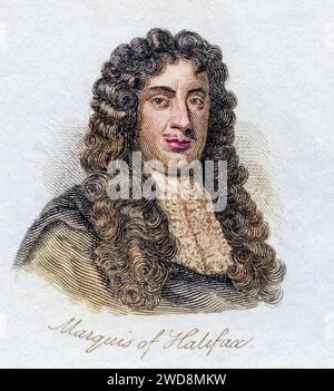 George Savile 1. Marquis von Halifax 1633 - 1695 englischer Staatsmann, Schriftsteller und Politiker aus dem Buch Crabbs Historical Dictionary aus 1825, Historisch, digital restaurierte Reproduktion von einer Vorlage aus dem 19. Jahrhundert, Datum nicht angegeben Stockfoto