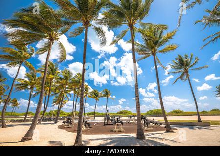 Beach Outdoor Gym in South Beach, Miami Beach, Florida. Vereinigte Staaten von Amerika Stockfoto