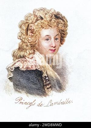 Princesse de Lamballe Marie Therese Louise de Savoie-Carignan 1749 -1792 Italienischer französischer Höfling und intime Gefährtin von Marie-Antoinette aus dem Buch Crabbs Historical Dictionary aus 1825, Historisch, digital restaurierte Reproduktion von einer Vorlage aus dem 19. Jahrhundert, Datum nicht angegeben Stockfoto