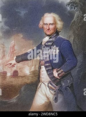 Alexander Hood 1. Viscount Bridport, 1726-1814. Britischer Admiral, Historisch, digital restaurierte Reproduktion von einer Vorlage aus dem 19. Jahrhundert, Datum nicht angegeben Stockfoto