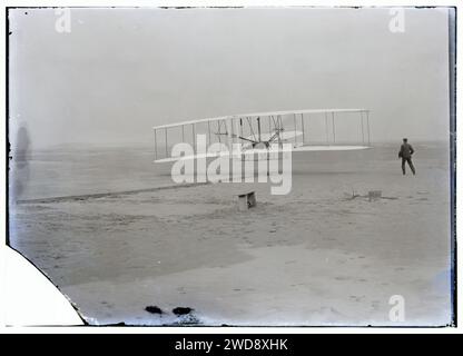 Wright Brothers - erster Flug 120 Meter in 12 Sekunden, 10,35 Uhr Kitty Hawk, North Carolina Stockfoto