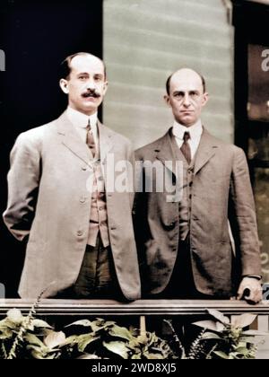Die Wright Brothers in Dayton 1909 – Flugzeugerfinder – koloriert Stockfoto