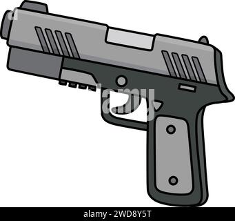 Polizist Handfeuerwaffe Cartoon Farbiger Clipart Stock Vektor