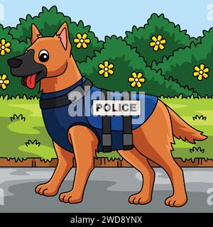 Polizeihund Farbige Cartoon-Illustration Stock Vektor