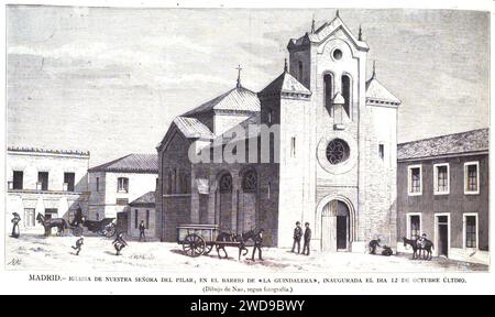 08.11.1883, La Ilustración Española y Americana, Madrid. — Iglesia de Nuestra Señora del Pilar, en el Barrio de» La Guindalera «, inaugurada el día 12 de octubre último. Stockfoto