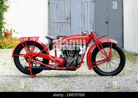 1925 Indisches 1200-ccm-Oldtimer-amerikanisches Motorrad „Big Chief“ Stockfoto