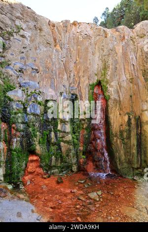 Blick auf den Wasserfall Colores im Nationalpark Caldera de Taburiente auf der Insel La Palma, Kanarische Inseln Stockfoto