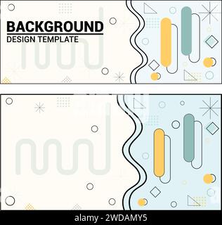 Geometrische Hintergrundabstufung mit grüner Wellenlinie im memphis-Stil Stock Vektor